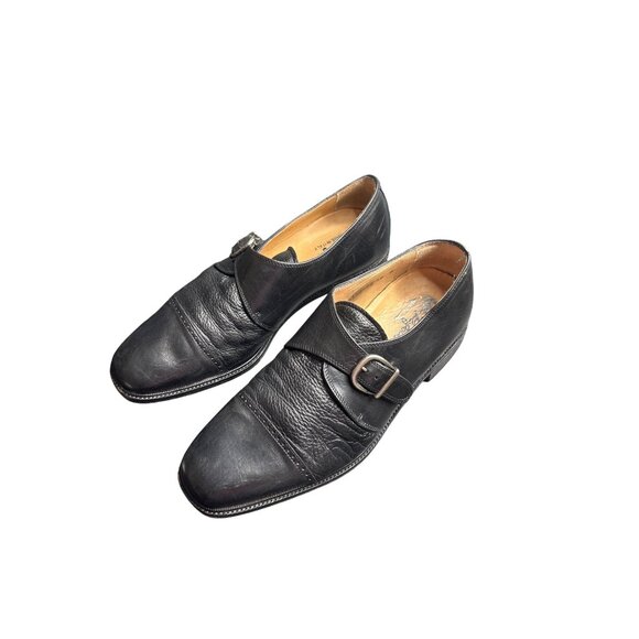 Vintage Vito Rufolo Men's Black Leather Imperial Loafers Cap Toe Monk Strap 10 - Picture 3 of 9
